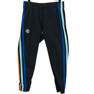 Adidas Harden Jogger Pants Men’s XL (Fits 29W) Black Cropped Multicolor Stripe